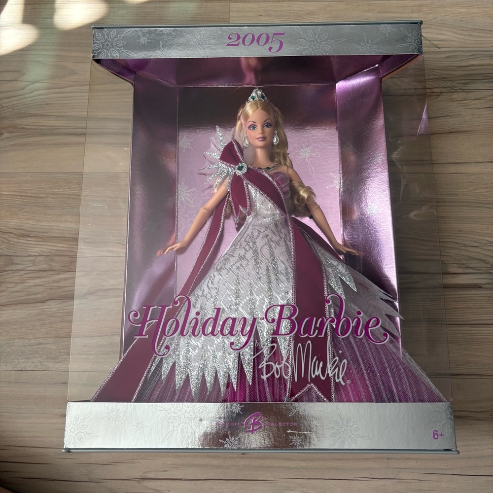 2005 Holiday Barbie Doll in Pink and Silver Bob Mackie Gown